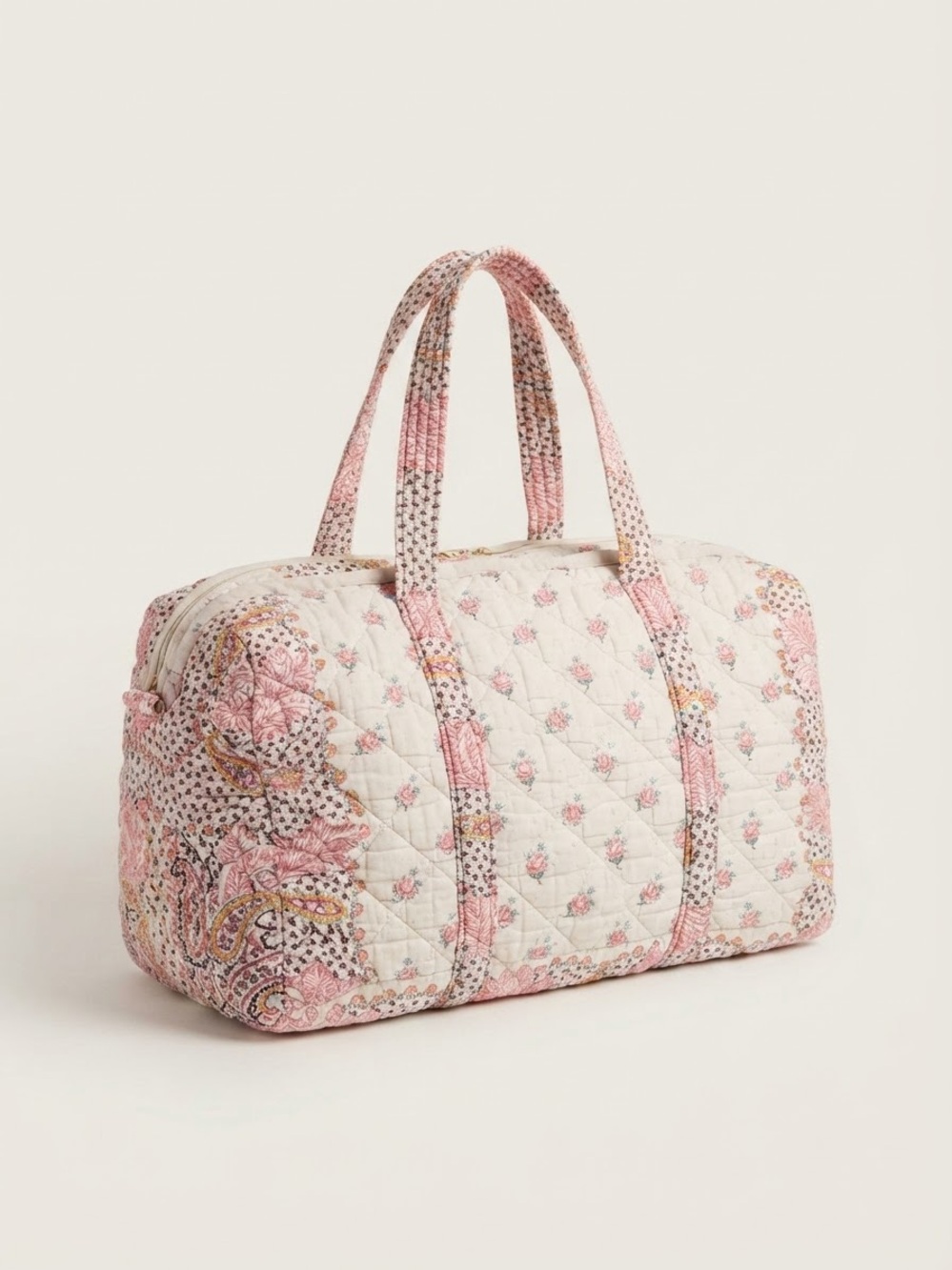 Floral Quilted Dainty Feminine Duffle Bag